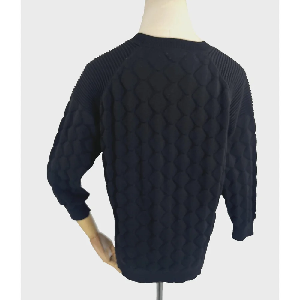 Ted‎ Baker Sweater Womens XS Black Textured Pullover Crewneck Knit Jumper Style